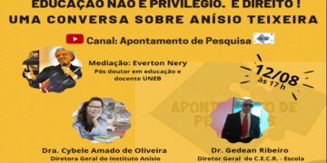 LIVE YOUTUBE: Educação não é privilégio. É direito! Uma conversa sobre Anisio Teixeira