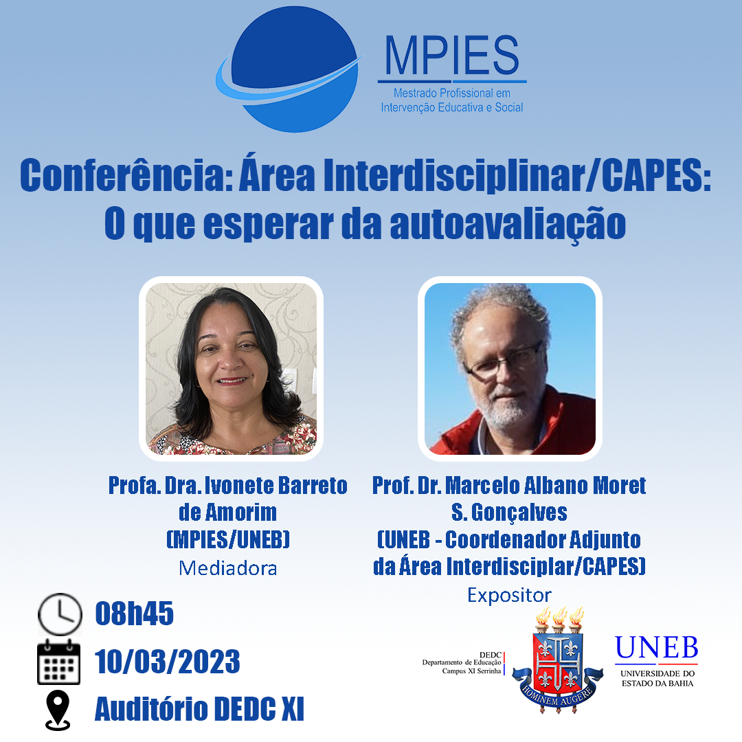Conferência: Área Interdisciplinar/CAPES: O que esperar da autoavaliação